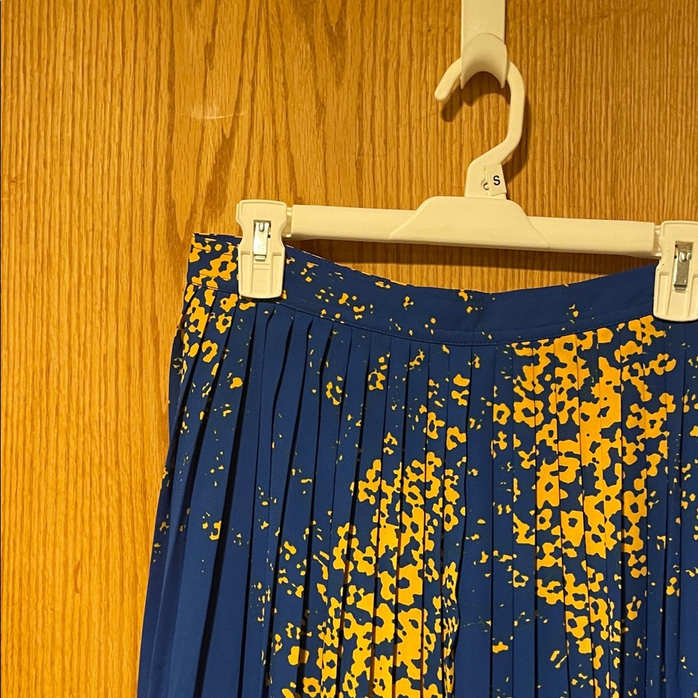 Jcrew Blue Pleated Midi Skirt